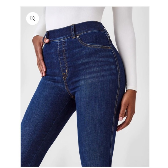 Spanx Blue High Rise Flare Leg Jeans Midnight Large - Picture 4 of 10